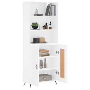 vidaXL Buffet haut Blanc 69,5x34x180 cm Bois d'ing&eacute;nierie