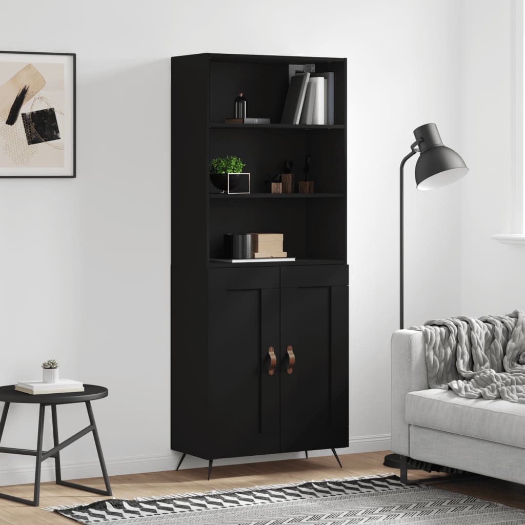 vidaXL Armário alto 69,5x34x180 cm derivados de madeira preto