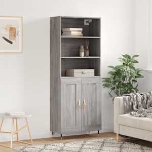 Skříň highboard šedá sonoma 69,5 x 34 x 180 cm kompozitní dřevo - obrázek 1