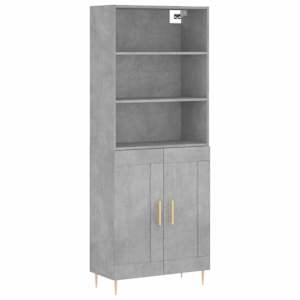 Skříň highboard betonově šedá 69,5x34x180 cm kompozitní dřevo - obrázek 2