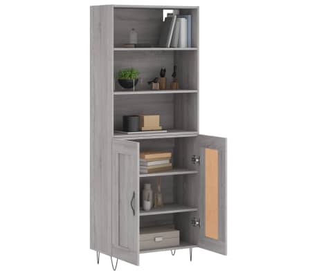 vidaXL Highboard Grey Sonoma 69.5x34x180 cm Engineered Wood