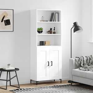 Skříň highboard bílá 69,5 x 34 x 180 cm kompozitní dřevo - obrázek 1