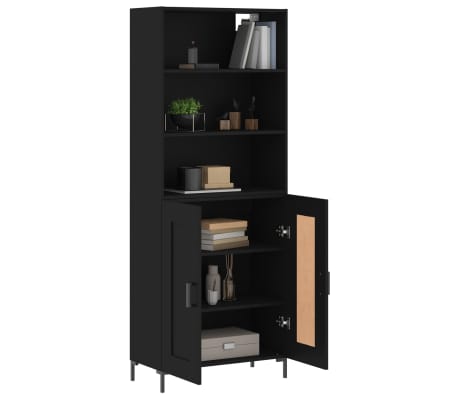 vidaXL Skř&iacute;ň highboard čern&aacute; 69,5 x 34 x 180 cm kompozitn&iacute; dřevo