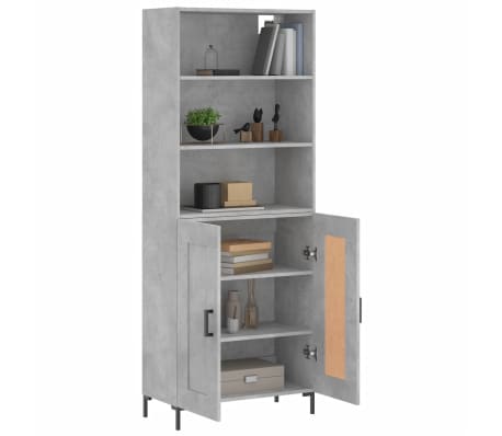 vidaXL Highboard Concrete Grey 69.5x34x180 cm Engineered Wood