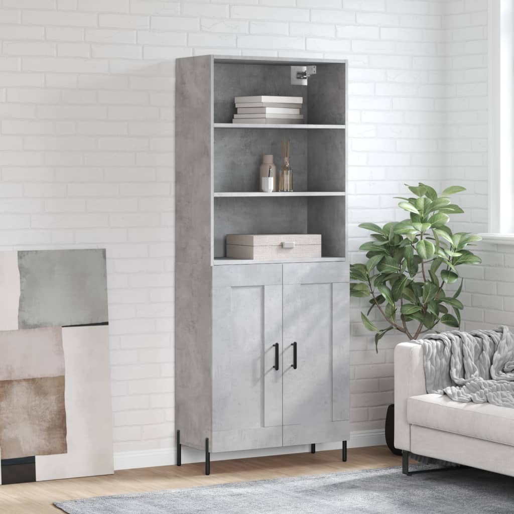 Skříň highboard betonově šedá 69,5x34x180 cm kompozitní dřevo