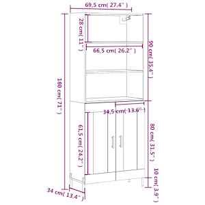 Skříň highboard šedá sonoma 69,5 x 34 x 180 cm kompozitní dřevo - obrázek 13
