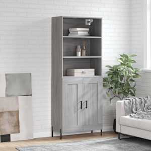 Visoka komoda siva sonoma 69,5x34x180 cm inženirski les