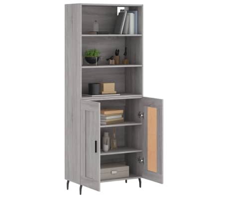 vidaXL Hoge kast 69,5x34x180 cm bewerkt hout grijs sonoma eikenkleurig