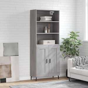 Visoka komoda siva sonoma 69,5x34x180 cm inženirski les