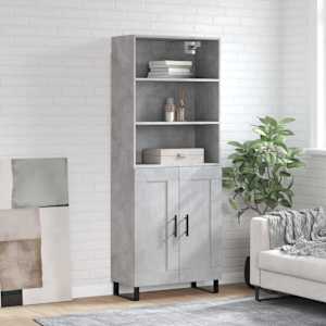 Visoka komoda betonsko siva 69,5x34x180 cm inženirski les