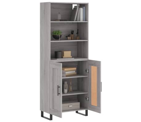vidaXL augstais skapis, pelēks, 69,5x34x180 cm, inženierijas koks