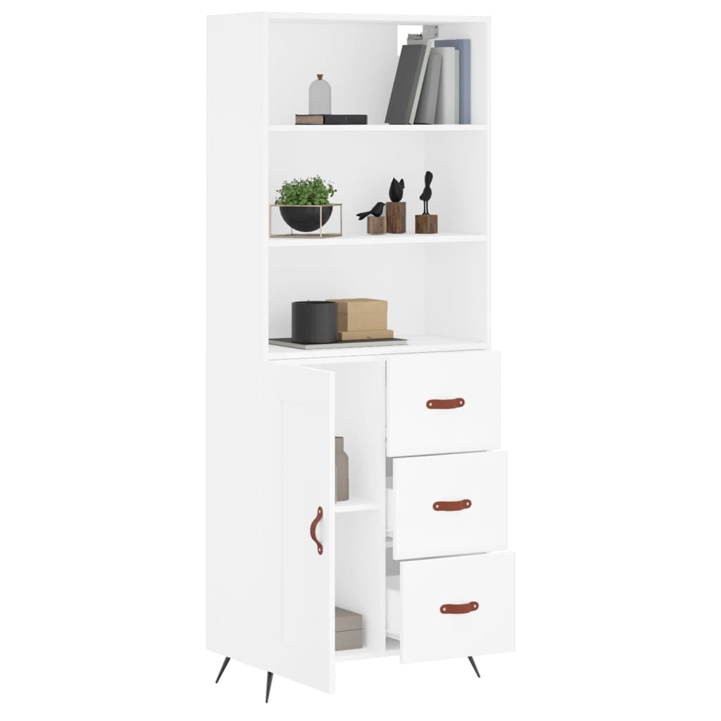 vidaXL Hoge kast 69,5x34x180 cm bewerkt hout wit afbeelding