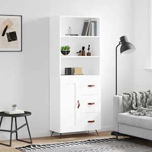 Skříň highboard bílá 69,5 x 34 x 180 cm kompozitní dřevo - obrázek 1