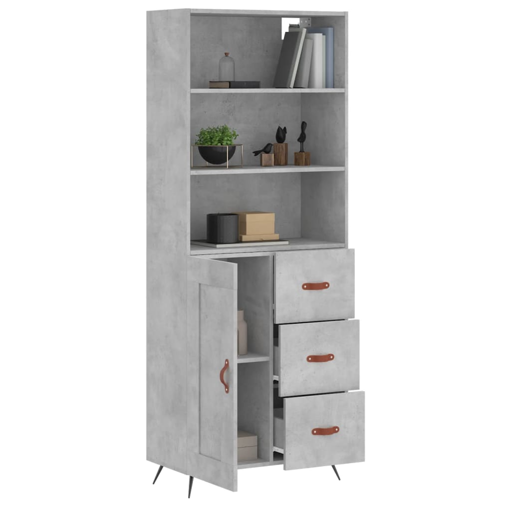 vidaXL Hoge kast 69,5x34x180 cm bewerkt hout betongrijs afbeelding