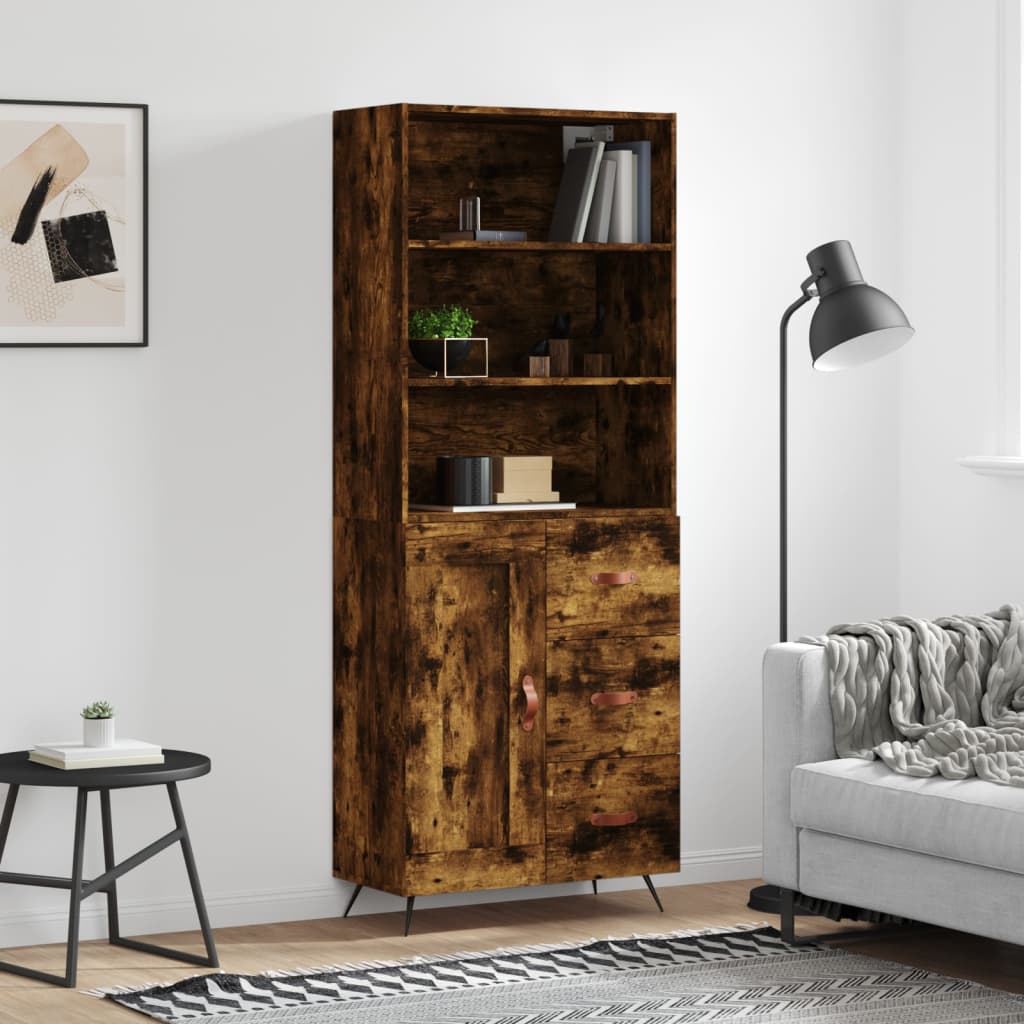 vidaXL Highboard Räuchereiche 69,5x34x180 cm Holzwerkstoff