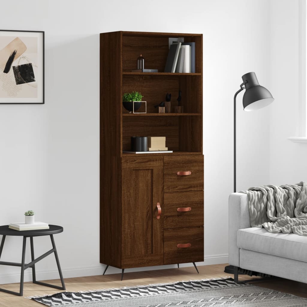 vidaXL Highboard Braun Eichen-Optik 69,5x34x180 cm Holzwerkstoff