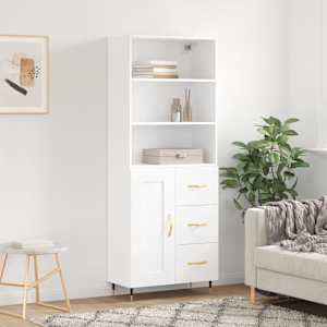 Skříň highboard bílá 69,5 x 34 x 180 cm kompozitní dřevo - obrázek 1