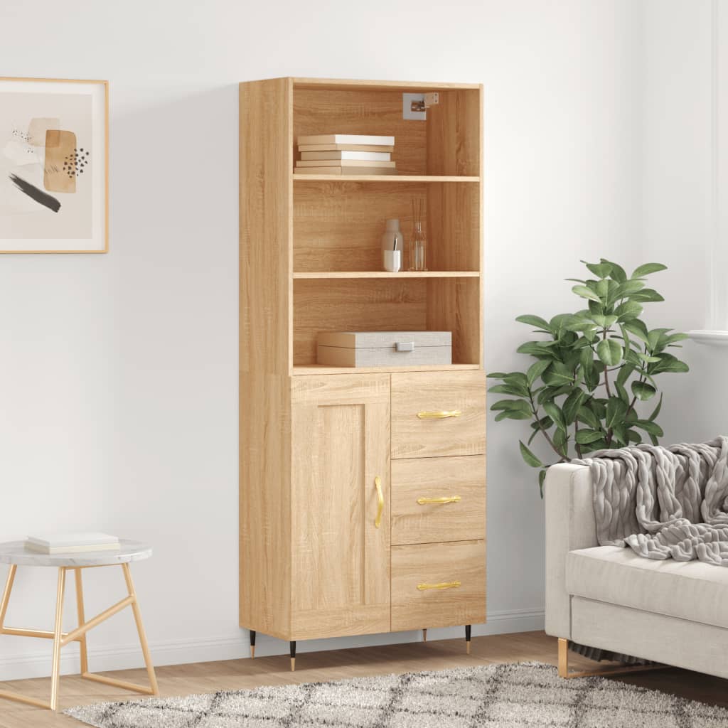 Skříň highboard dub sonoma 69,5 x 34 x 180 cm kompozitní dřevo