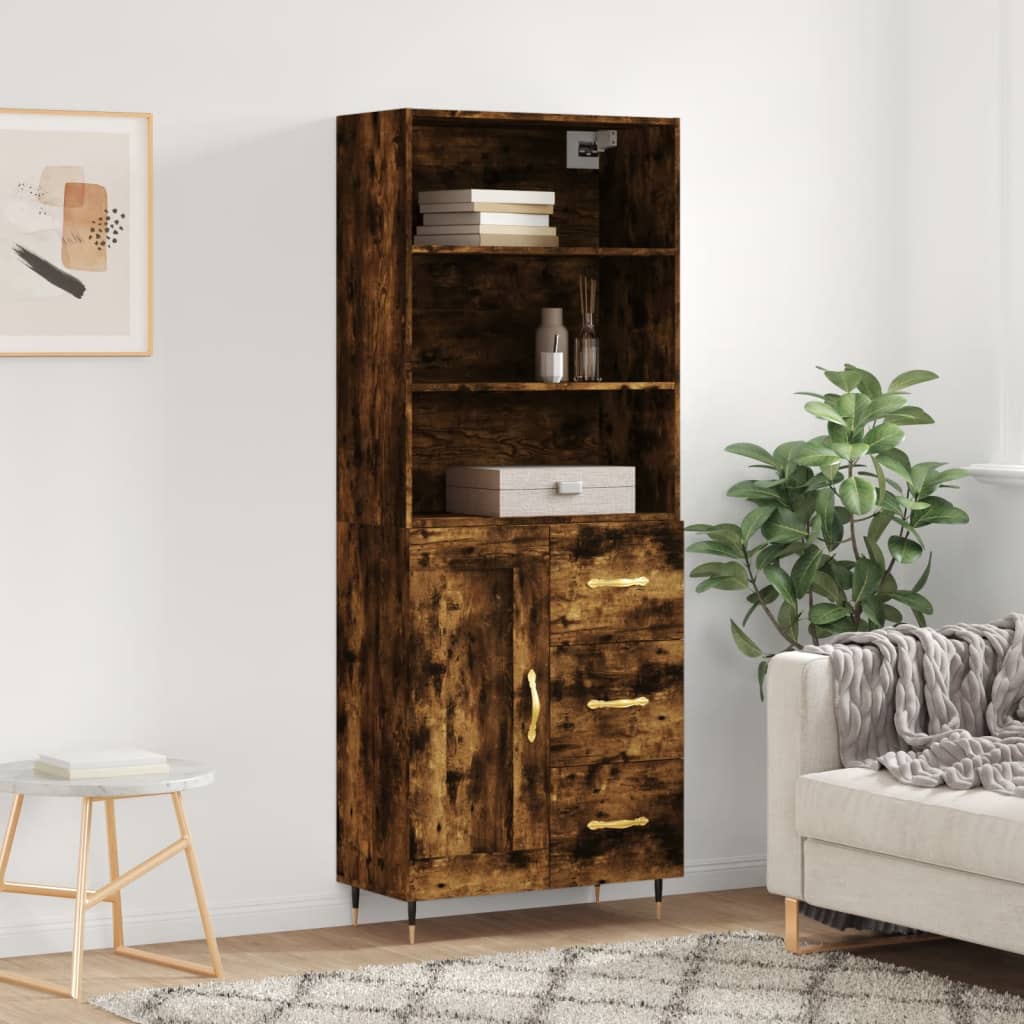 Skříň highboard kouřový dub 69,5 x 34 x 180 cm kompozitní dřevo