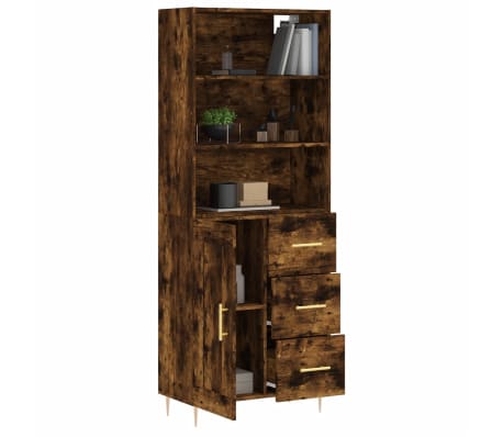 vidaXL Skříň highboard kouřový dub 69,5 x 34 x 180 cm kompozitní dřevo