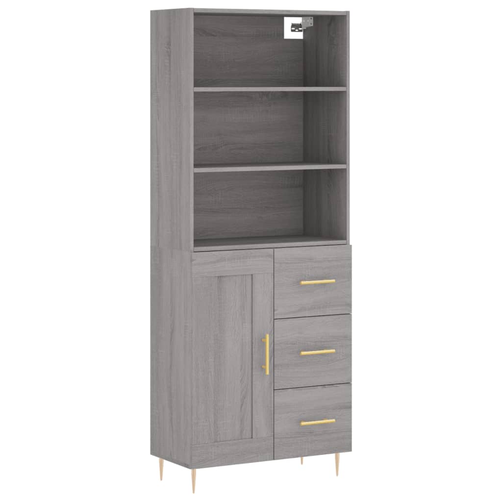 vidaXL Skříň highboard šedá sonoma 69,5 x 34 x 180 cm kompozitní dřevo