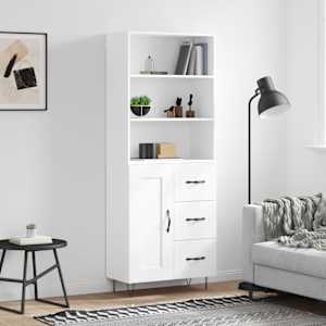 Skříň highboard bílá 69,5 x 34 x 180 cm kompozitní dřevo - obrázek 1