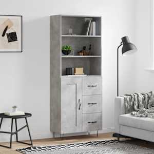 Skříň highboard betonově šedá 69,5x34x180 cm kompozitní dřevo - obrázek 1