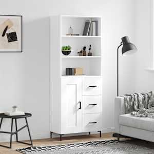 Skříň highboard bílá 69,5 x 34 x 180 cm kompozitní dřevo - obrázek 1