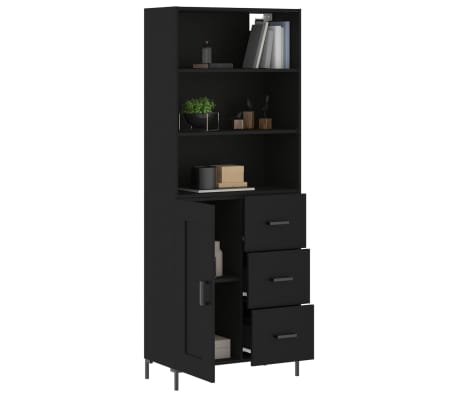 vidaXL Aparador alto madera contrachapada negro 69,5x34x180 cm