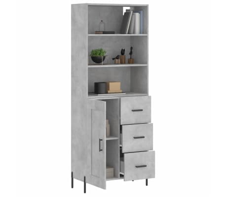 vidaXL Highboard Concrete Grey 69.5x34x180 cm Engineered Wood