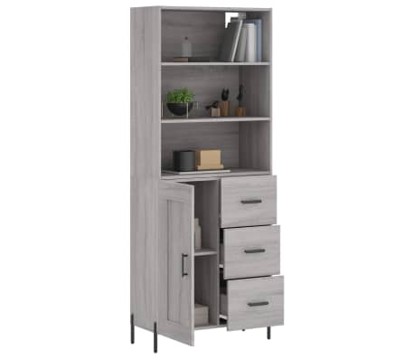 vidaXL Highboard gr&aring; sonoma 69,5x34x180 cm konstruert tre