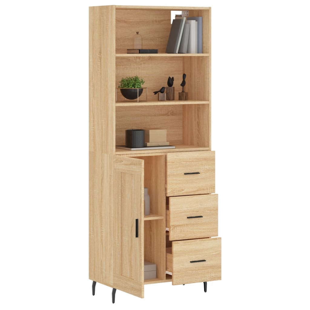 vidaXL Hoge kast 69,5x34x180 cm bewerkt hout sonoma eikenkleurig