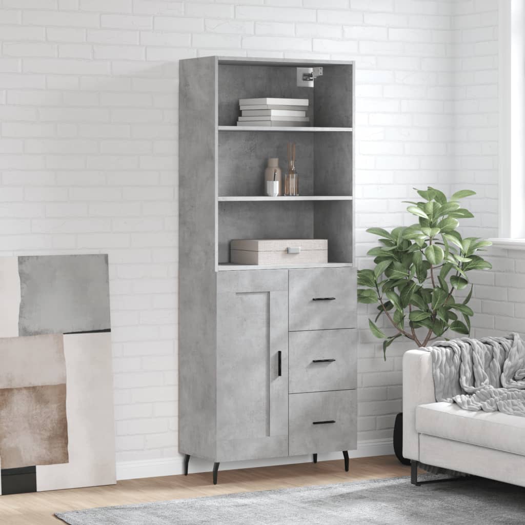 Skříň highboard betonově šedá 69,5x34x180 cm kompozitní dřevo