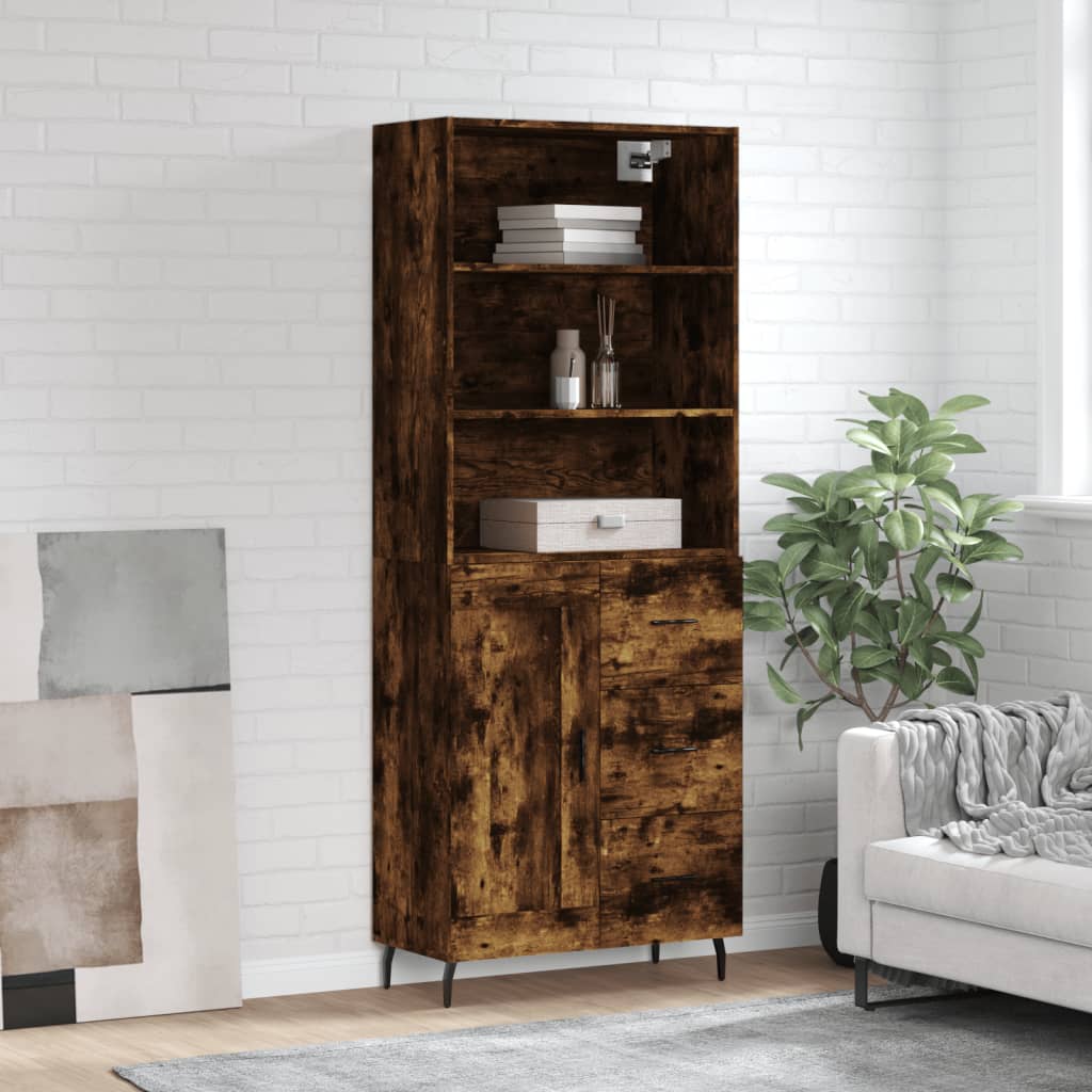 Skříň highboard kouřový dub 69,5 x 34 x 180 cm kompozitní dřevo