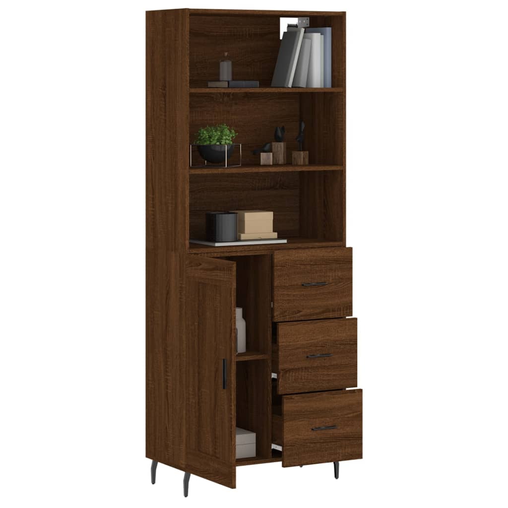vidaXL Hoge kast 69,5x34x180 cm bewerkt hout bruin eikenkleur afbeelding