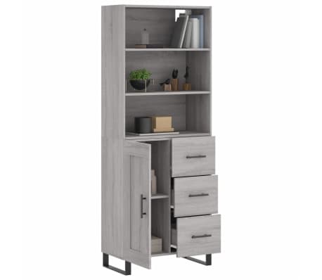 vidaXL augstais skapis, pelēks, 69,5x34x180 cm, inženierijas koks