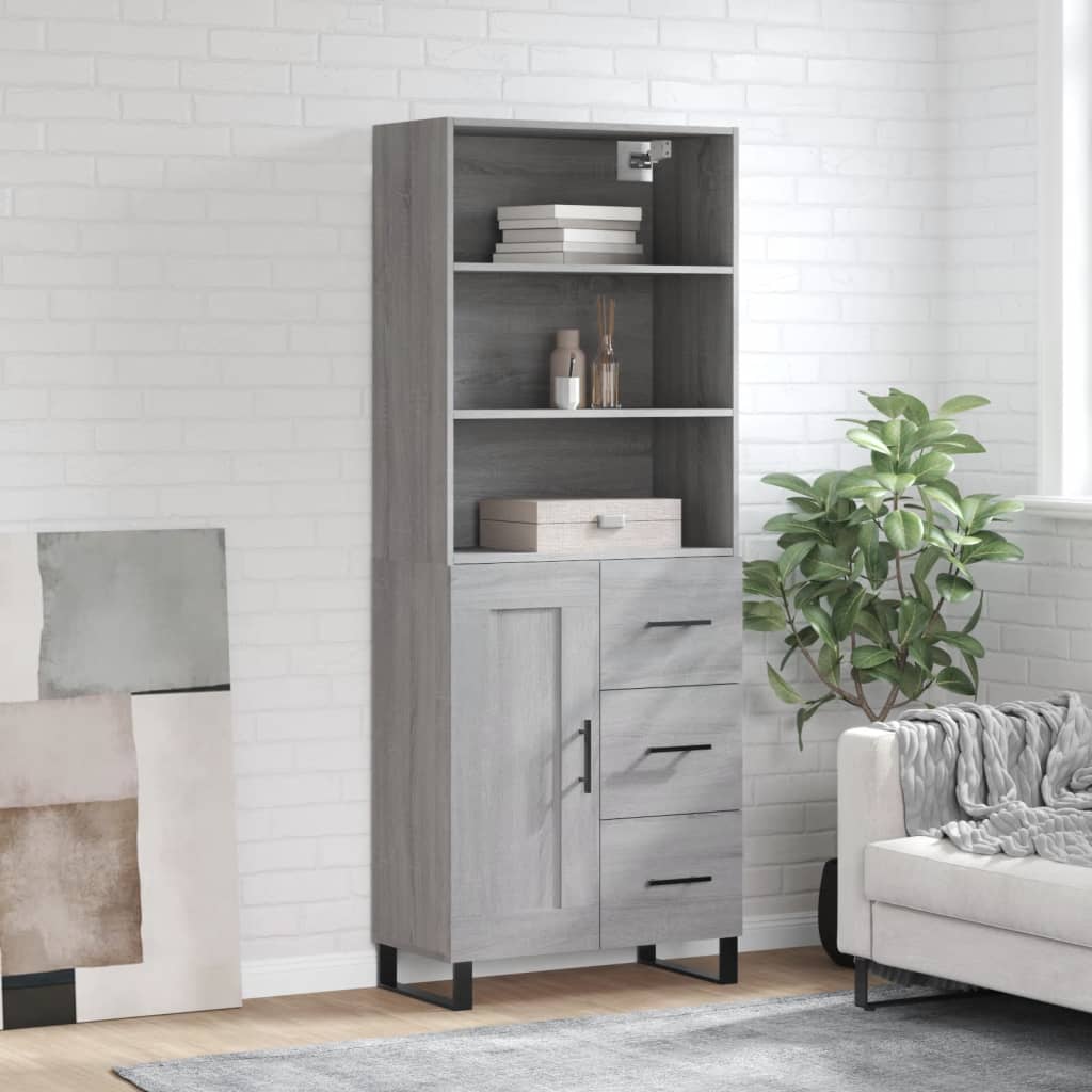 vidaXL Dulap înalt, gri sonoma, 69,5x34x180 cm, lemn compozit