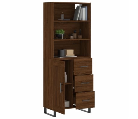 vidaXL Highboard Braun Eichen-Optik 69,5x34x180 cm Holzwerkstoff