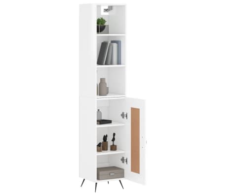 vidaXL Buffet haut Blanc brillant 34,5x34x180 cm Bois d'ingénierie