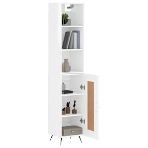 vidaXL Buffet haut Blanc brillant 34,5x34x180 cm Bois d'ingénierie