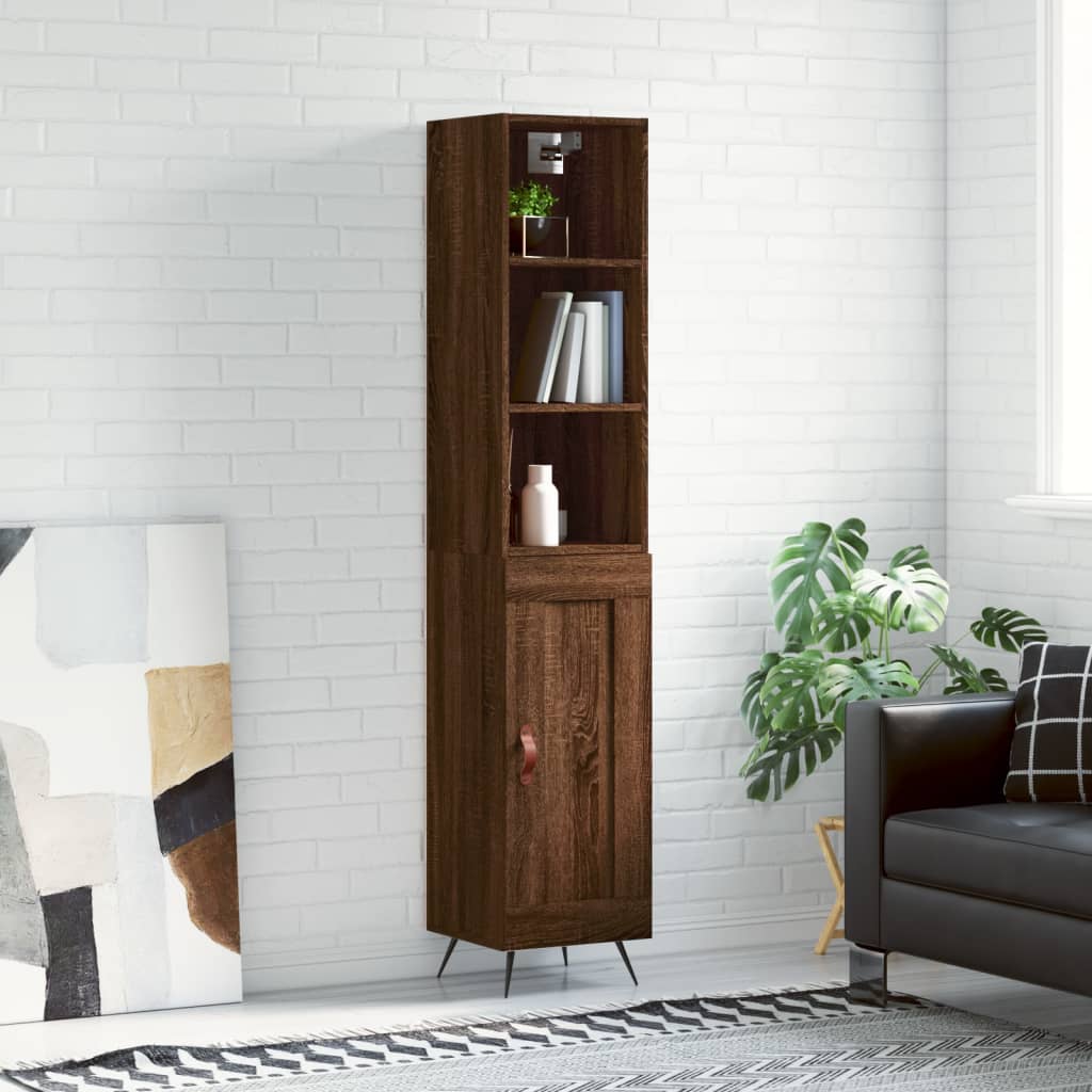 Dulap inalt vidaXL, stejar maro, 34,5x34x180 cm, lemn prelucrat, 25.1 kg 1 8720845934279 m en hd 1