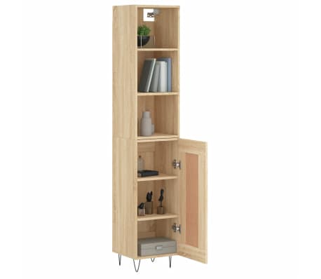 vidaXL Highboard Sonoma-Eiche 34,5x34x180 cm Holzwerkstoff