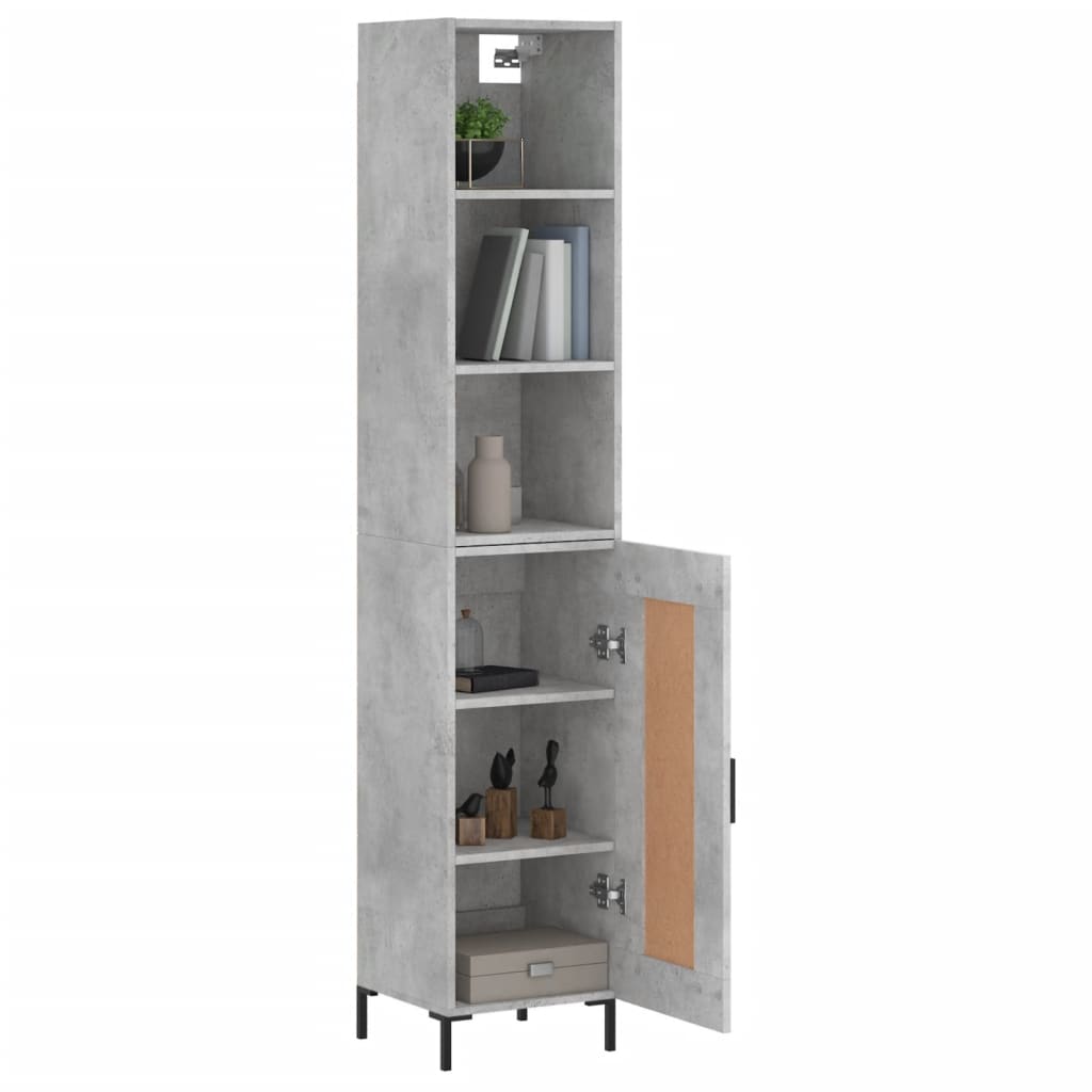 vidaXL Buffet haut Gris béton 34,5x34x180 cm Bois d'ingénierie