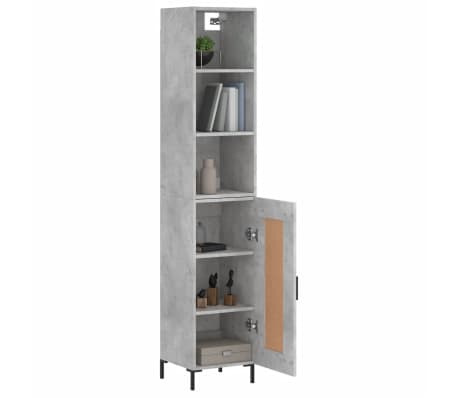 vidaXL Buffet haut Gris béton 34,5x34x180 cm Bois d'ingénierie