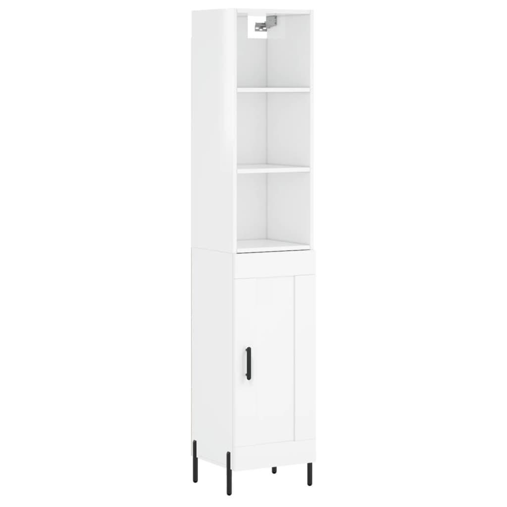 vidaXL Skříň highboard bílá s vysokým leskem 34,5x34x180 cm kompozit