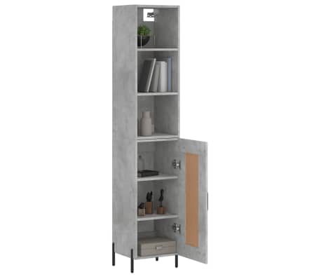 vidaXL Highboard Betongrau 34,5x34x180 cm Holzwerkstoff