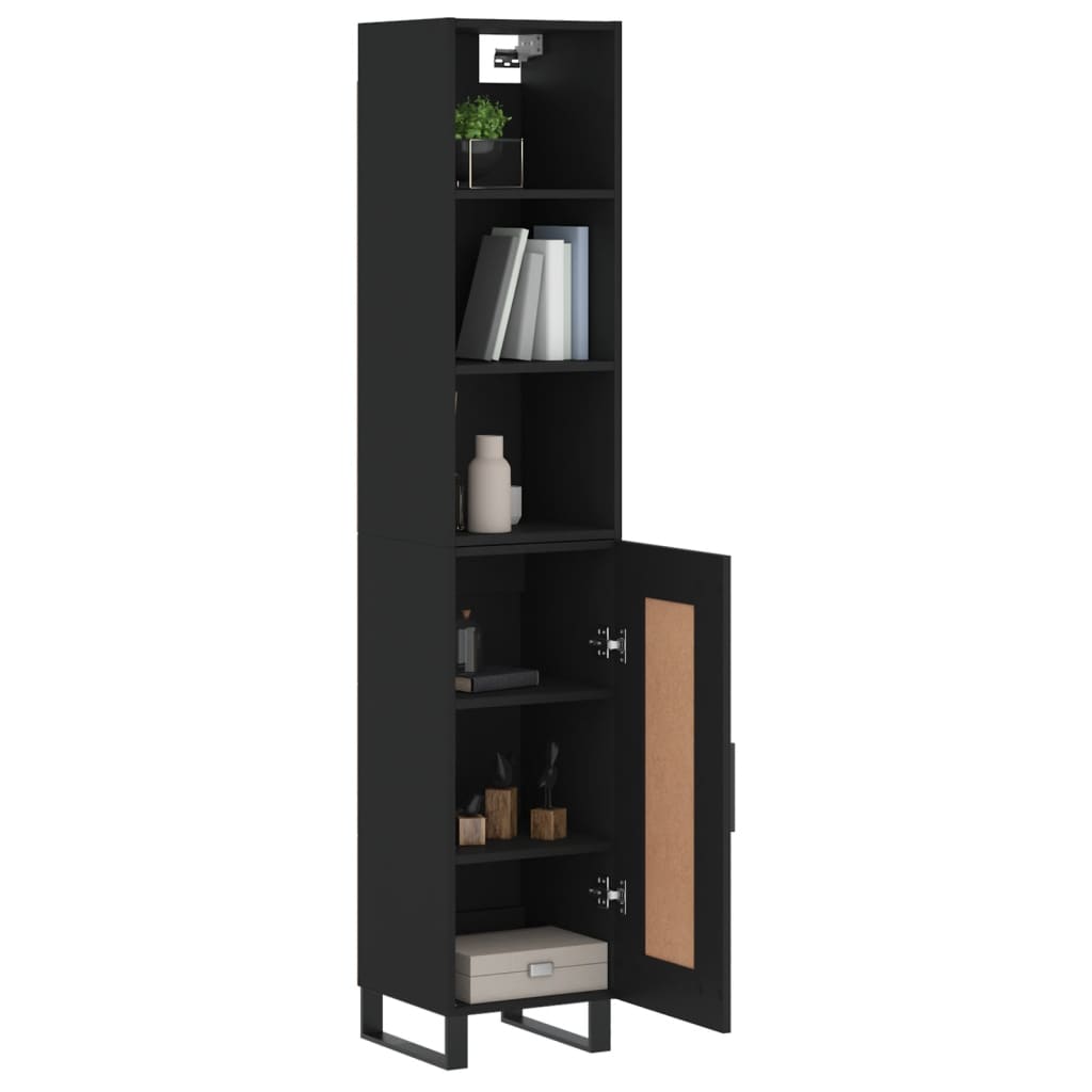 vidaXL Buffet haut Noir 34,5x34x180 cm Bois d'ingénierie