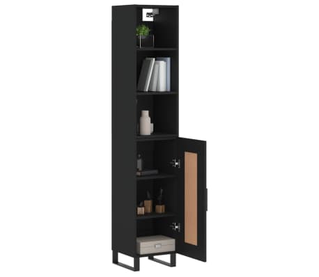 vidaXL Buffet haut Noir 34,5x34x180 cm Bois d'ingénierie