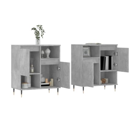 vidaXL kumodes, 2 gab., betona pelēkas, inženierijas koks