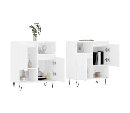 vidaXL Sideboards 2 Stk. Wei&szlig; Holzwerkstoff